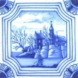 Winterlandschap met schaatser