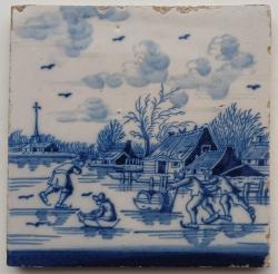 Winterlandschap met schaatsers