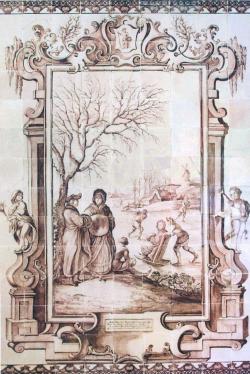 Wintertafereel, detail uit tableau 9x13 tegels