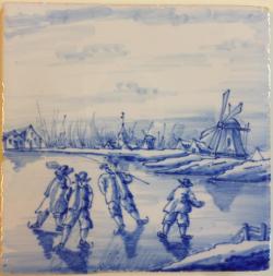 Winterlandschap met schaatsers