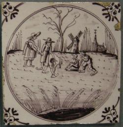 Winterlandschap met schaatsers