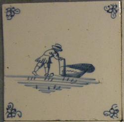 Schaatser met duwbak