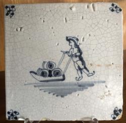 Schaatser met duwbak