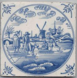 Winterlandschap met schaatsers