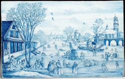 Winterlandschap met schaatsers