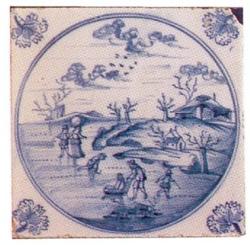 Winterlandschap met schaatsers