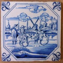 Winterlandschap met schaatsers