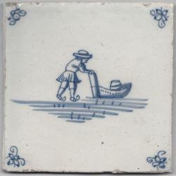 Schaatser met duwbak