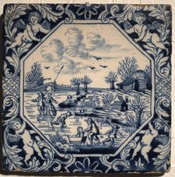 Winterlandschap met schaatsers