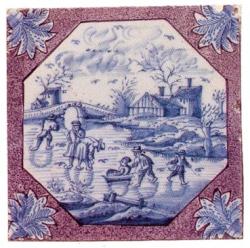 Winterlandschap met schaatsers