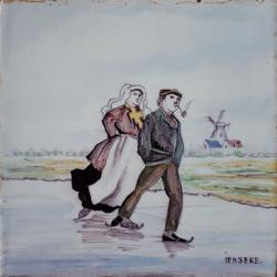 Schaatsers in Zeeuwse klederdracht, Yrseke