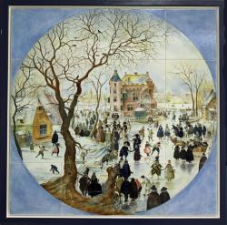 Schaatsers bij Kasteel