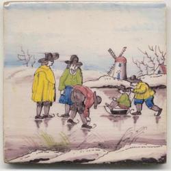 Winterlandschap met schaatsers