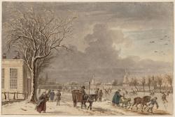 Wintergezicht de Amstel bij (links) herberg de Berebijt in Amsterdam