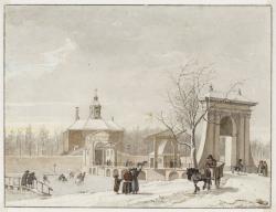 Wintergezicht, Utrechtsepoort Amsterdam gezien vanaf de Singelgracht