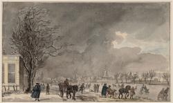 Wintergezicht de Amstel bij (links) herberg de Berebijt in Amsterdam