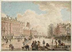 Amstel Amsterdam. Gezigt van de kom, tusschen de Doelestraat en de Halvemaan's Brug