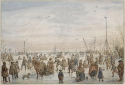 Winterlandschap bij zonsondergang