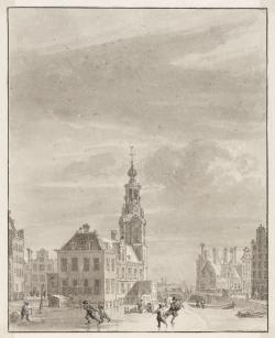 Wintergezicht op het Singel bij de Munt in Amsterdam