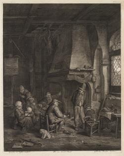 Interieur met een gezelschap bij een openhaard (de schaatsers)