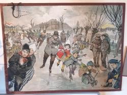 Schoolplaat Winterlandschap en winterpret