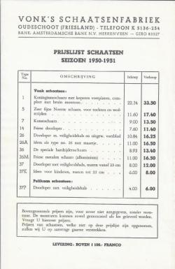 Prijslijst bij folder "Gevleugelde Voeten"