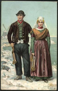 Man en vrouw met schaatsen, Zeeland