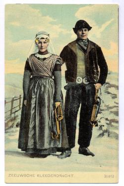 Man en vrouw met schaatsen, Zeeland