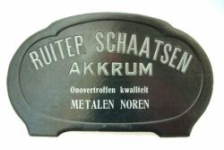 Showkaart voor metalen noren G.S.Ruiter, Akkrum