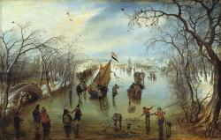De winter met ijsschuit