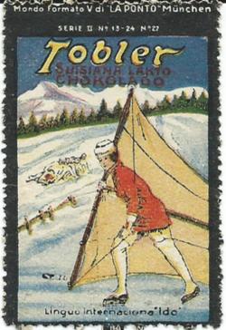 Reclameplaatje met schaatszeiler