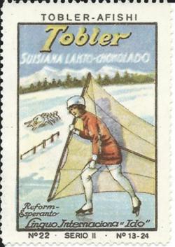 Reclameplaatje met schaatszeiler