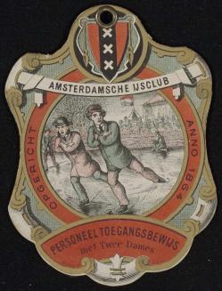 Diploma, Toegangsbewijs met 2 dames 1877