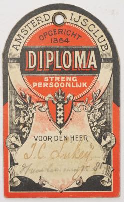 Toegangsbewijs Diploma 1890? J.L.Luckeij voorzijde