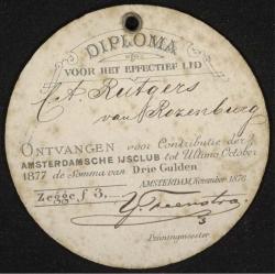 Diploma, Toegangsbewijs met 2 dames 1876