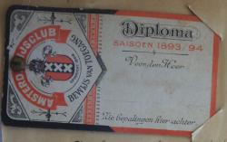 Bewijs van toegang Diploma 1893-1894 heren