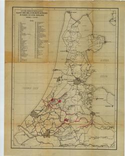 Kaart der belangrijkste IJswegen in Noord- en Zuid-Holland (p.m. 1938)