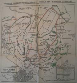 IJskaart Waterland uit Algemeen Handelsblad (1917)