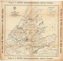 Kaart van Zuid-Holland voor schaatsenrijders (1909)