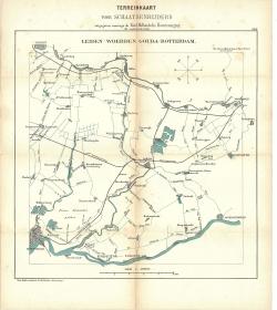 Terreinkaart voor schaatsenrijders Leiden – Woerden – Gouda - Rotterdam (1902)