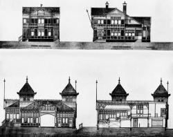 Tekeningen architect M.J.E.Lippits club- en bestuursgebouw