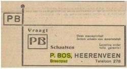 Advertentie P. Bos, Heerenveen