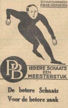 Advertentie Schaatsenfabriek P. Bos, Heerenveen