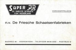 Kaft Verkoopprijzen N.V. De Friesche Schaatsenfabrieken Heerenveen