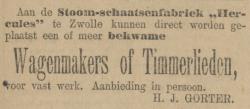 Advertentie in Provinciale Overijsselsche en Zwolsche Courant 15 januari 1900