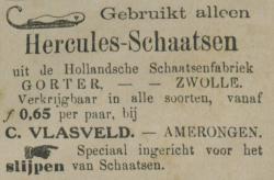 Advertentie C. Vlasveld in Amerongsche Courant 1 januari 1908