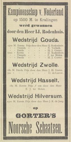 Advertentie in Nederlandsche Sport 9 februari 1895