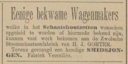 Personeelsadvertentie in Provinciale Overijsselsche en Zwolsche Courant 4 juli 1895