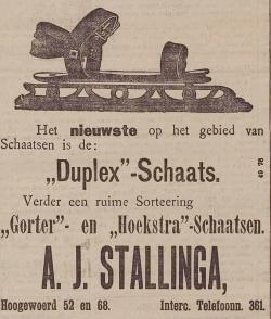 Advertentie A.J. Stallinga in Leidsch Dagblad 2 januari 1906