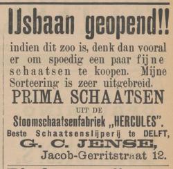 Advertentie G.C. Jense in Delftsche Courant 30 november 1903